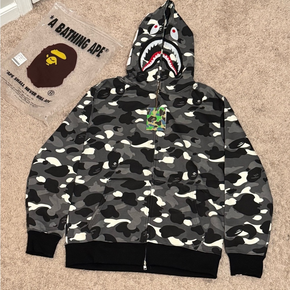 A Bathing Ape Shark Camo Hoodie - Picture 1 of 7